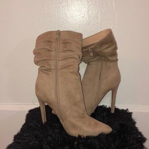 Beige ankle heels